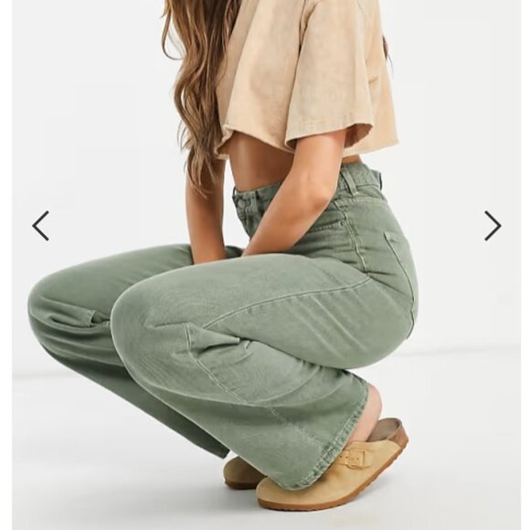 Dr Denim Echo Super High Rise Straight Leg Jean Washed Green Size 26 - Picture 2 of 6